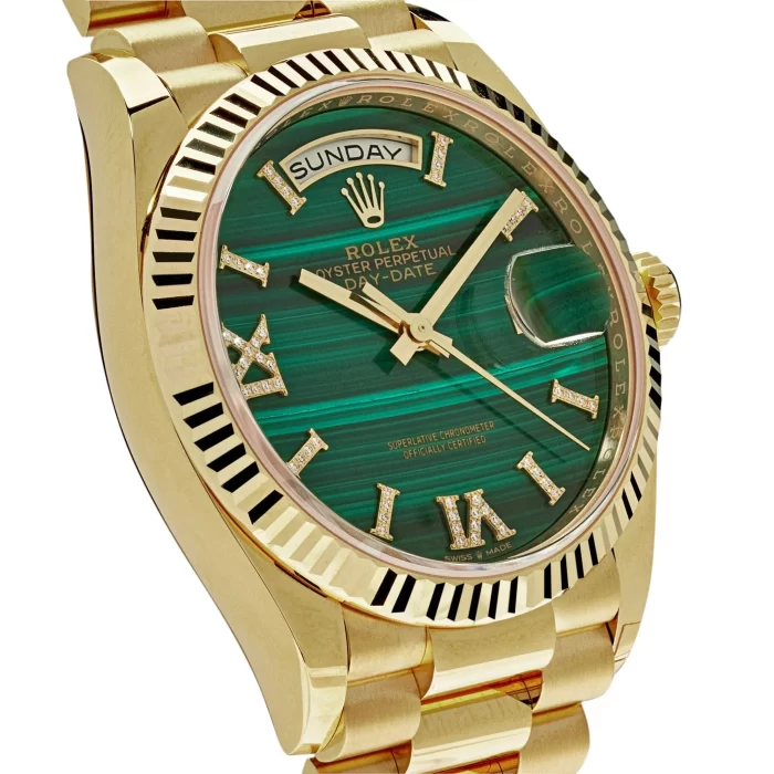 Rolex Day-Date 128238 Yellow Gold Green Malachite Roman Diamond Dial - 图片 2