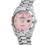 Rolex Day-Date 128239 White Gold Pink Opal Diamond Roman Numerals Dial - Image 6