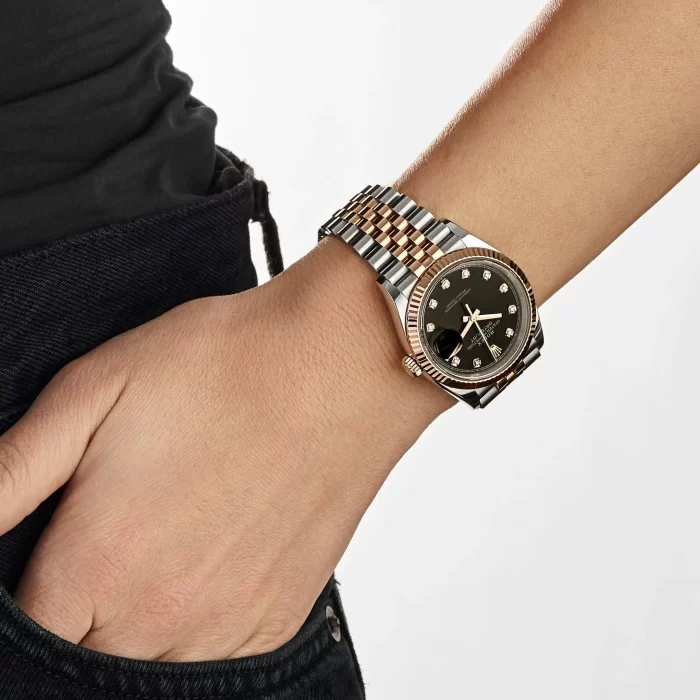Rolex Datejust 126231 Rose Gold Stainless Steel Black Diamond Dial - 图片 3
