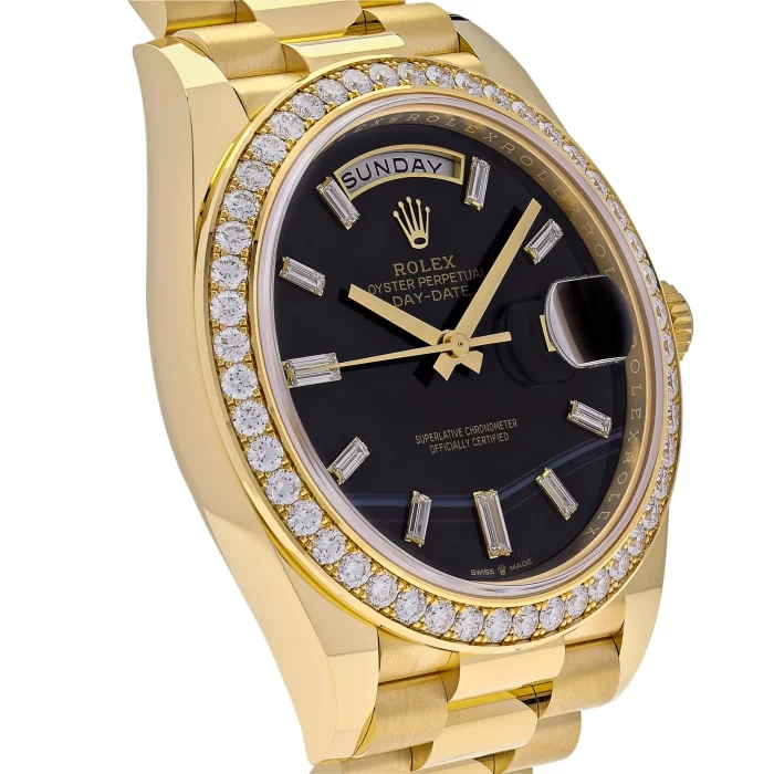 Rolex Day-Date 228348RBR Yellow Gold Diamond Bezel Black Onyx Dial - 图片 2