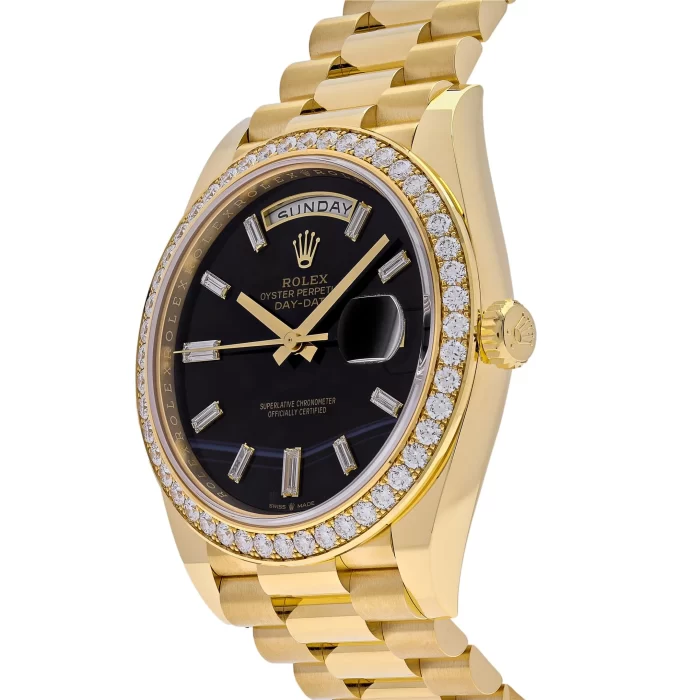 Rolex Day-Date 228348RBR Yellow Gold Diamond Bezel Black Onyx Dial - 图片 3