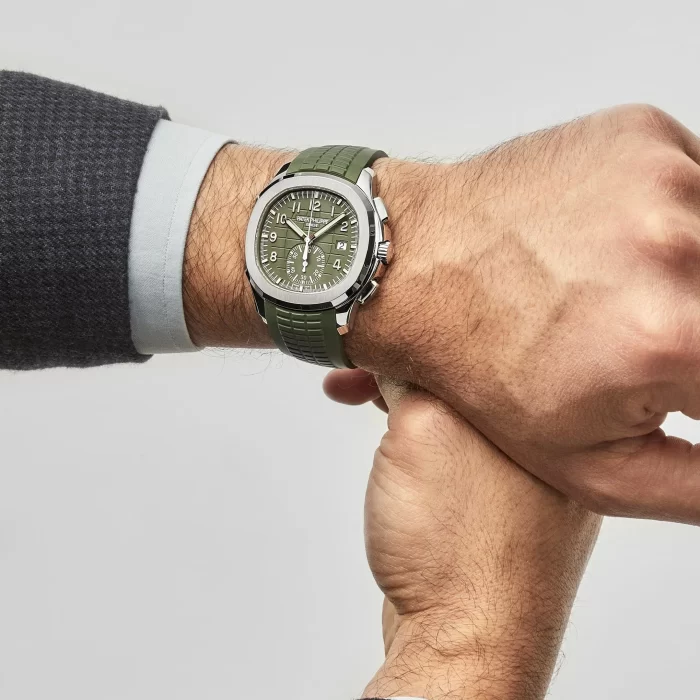 Patek Philippe Aquanaut 5968G-010 Chronograph White Gold Khaki Green Dial - 图片 2