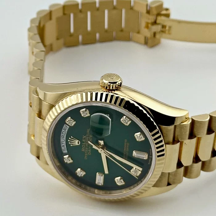 Rolex Day-Date 128238 Yellow Gold Green Ombre Diamond Dial - 图片 5