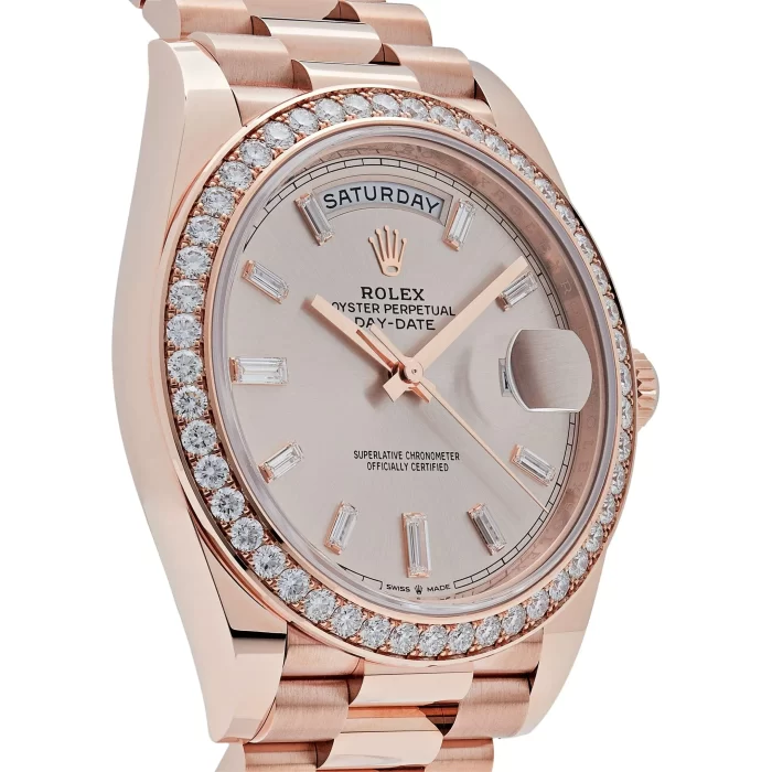 Rolex Day-Date 228345RBR Rose Gold Diamond Bezel Sundust Diamond Dial - 图片 4