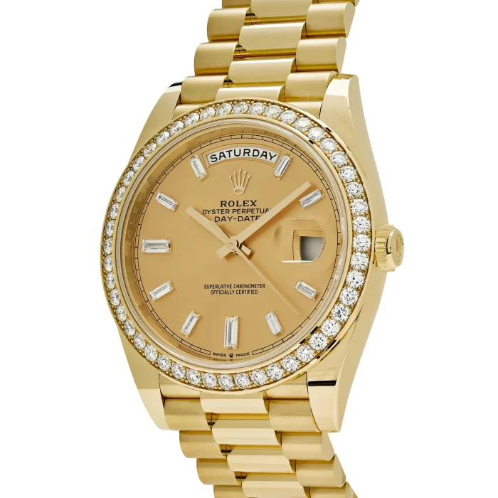 Rolex Day-Date 228348RBR Yellow Gold Diamond Bezel Champagne Diamond Dial - 图片 3