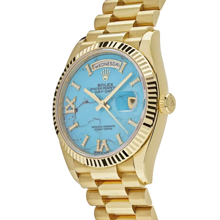 Rolex Day-Date 128238 Yellow Gold Turquoise Diamond Dial (2024) - 图片 3