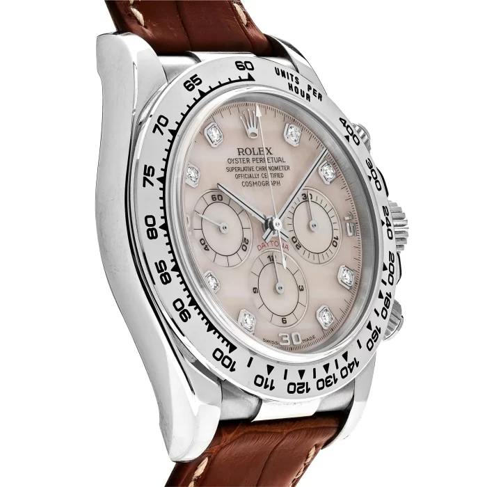 Rolex Daytona 116519 White Gold Rose Mother of Pearl Diamond Dial - Image 2