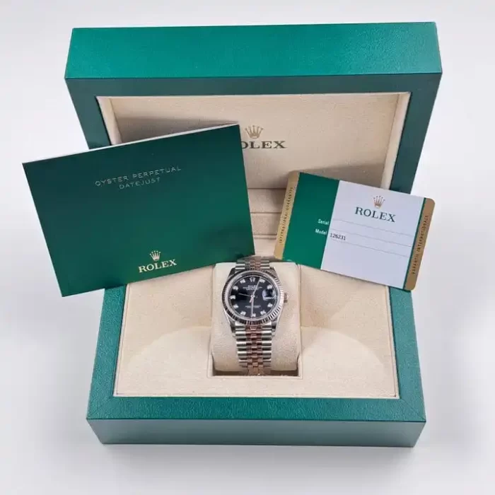 Rolex Datejust 126231 Rose Gold Stainless Steel Black Diamond Dial - 图片 9