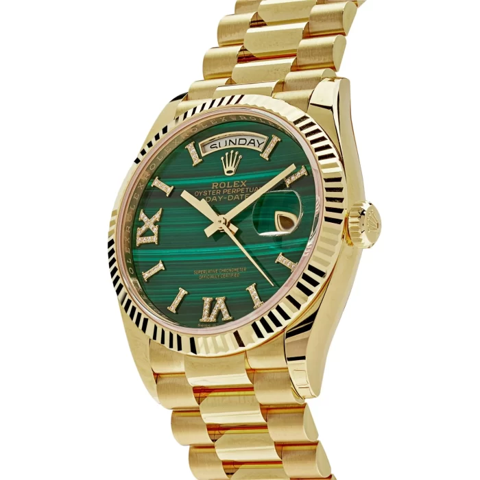 Rolex Day-Date 128238 Yellow Gold Green Malachite Roman Diamond Dial - 图片 3