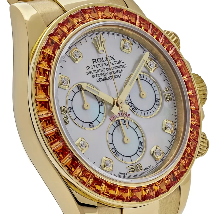 Rolex Daytona 116578SACO Yellow Gold Sapphire Bezel Mother Of Pearl Dial - 图片 2