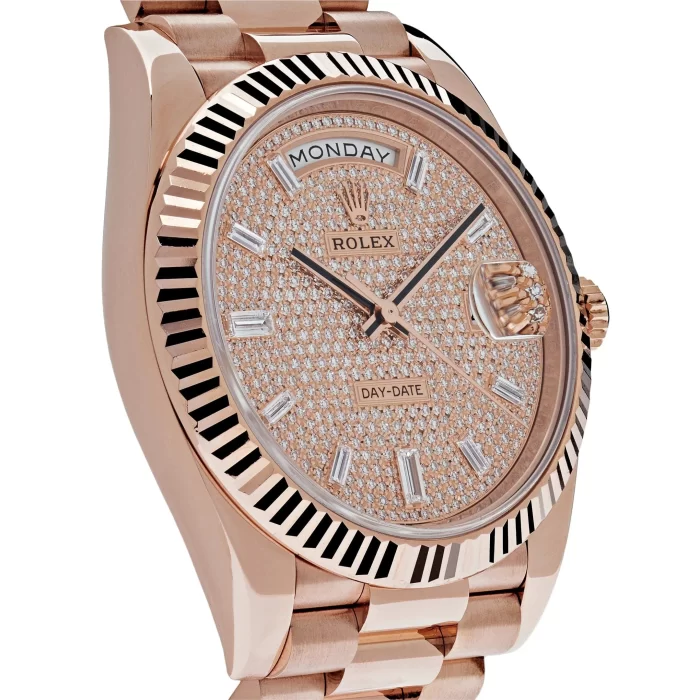Rolex Day-Date 228235 Rose Gold Baguette Diamond Paved Dial - 图片 3