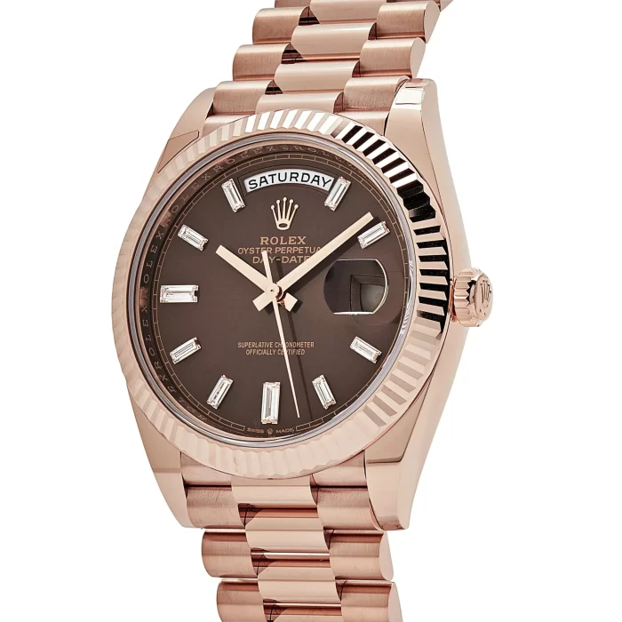 Rolex Day-Date 228235 Rose Gold Chocolate Baguette Diamond Dial - 图片 6