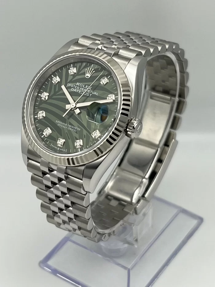 Rolex Datejust 126234 White Gold Stainless Steel Palm Motif Diamond Dial Jubilee - 图片 5