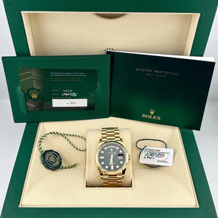 Rolex Day-Date 128238 Yellow Gold Green Ombre Diamond Dial - 图片 8
