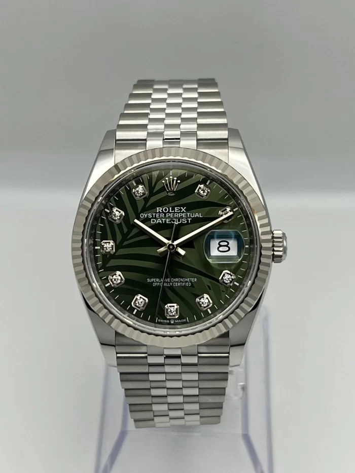Rolex Datejust 126234 White Gold Stainless Steel Palm Motif Diamond Dial Jubilee - 图片 6
