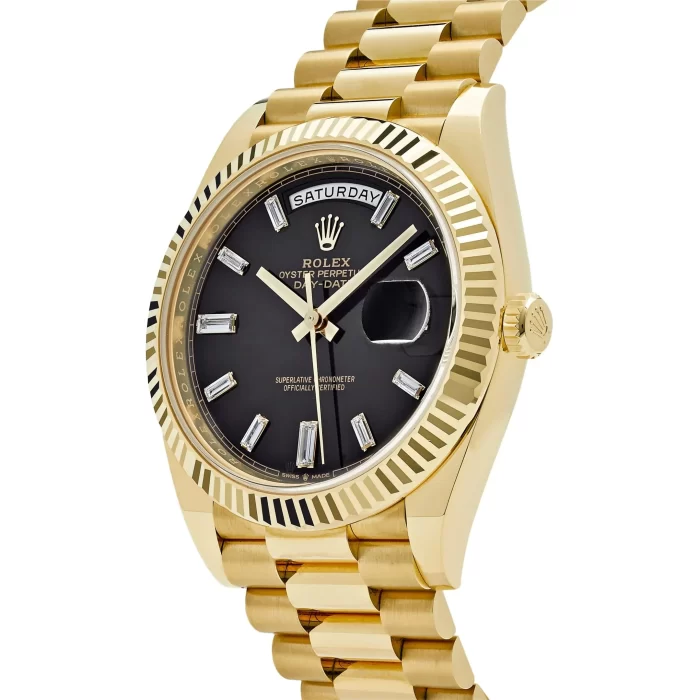 Rolex Day-Date 228238 Yellow Gold Black Baguette Diamond Dial - Image 6