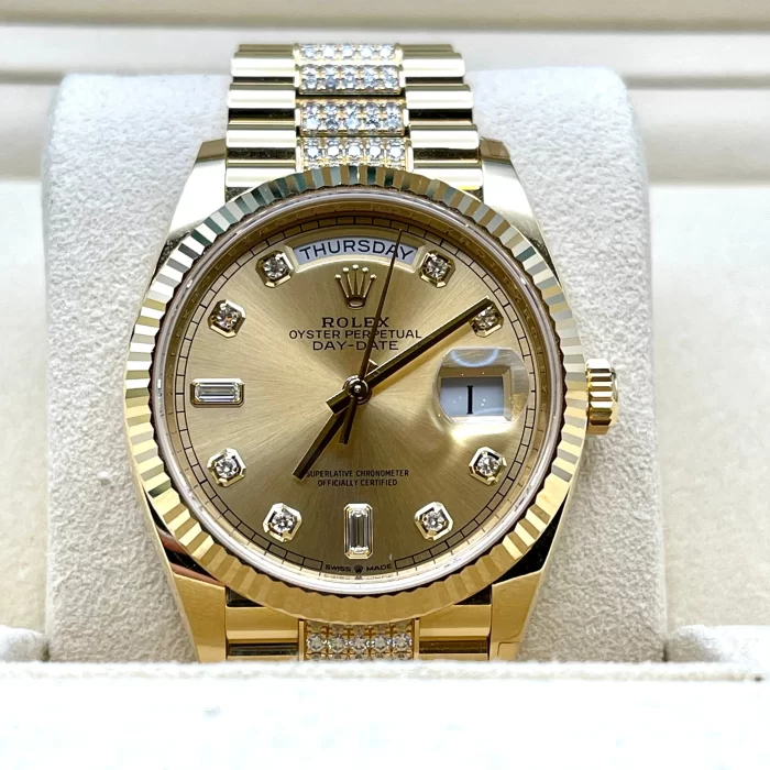 Rolex Day-Date 128238 Yellow Gold Champagne Diamond Dial - 图片 6