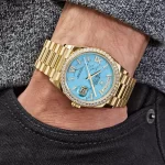Rolex Day-Date 128348RBR Yellow Gold Diamond Bezel Turquoise Diamond Dial - 图片 2