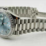 Rolex Day-Date 228396TBR Platinum Diamond Bezel Ice Blue Diamond Dial - Image 7